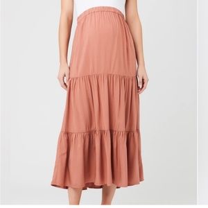 Ripe Maternity, Lynsey Tiered Skirt in Terracotta NWOT